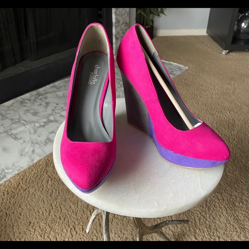 Fuchsia, purple and grey wedge